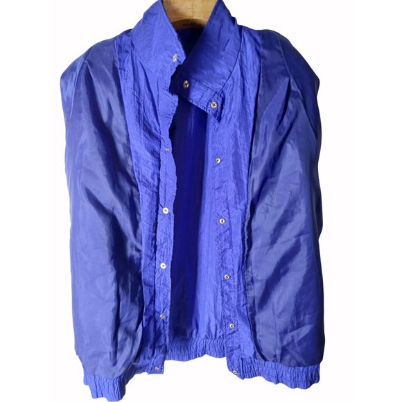 Vintage KRISTEN BLAKE Womens Blue Parachute Windbreaker Size M Jacket 80s Retro - Picture 12 of 15